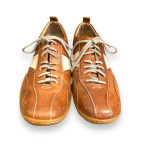 Born Brown and Cream Leather Sneakers Size 9 1/2